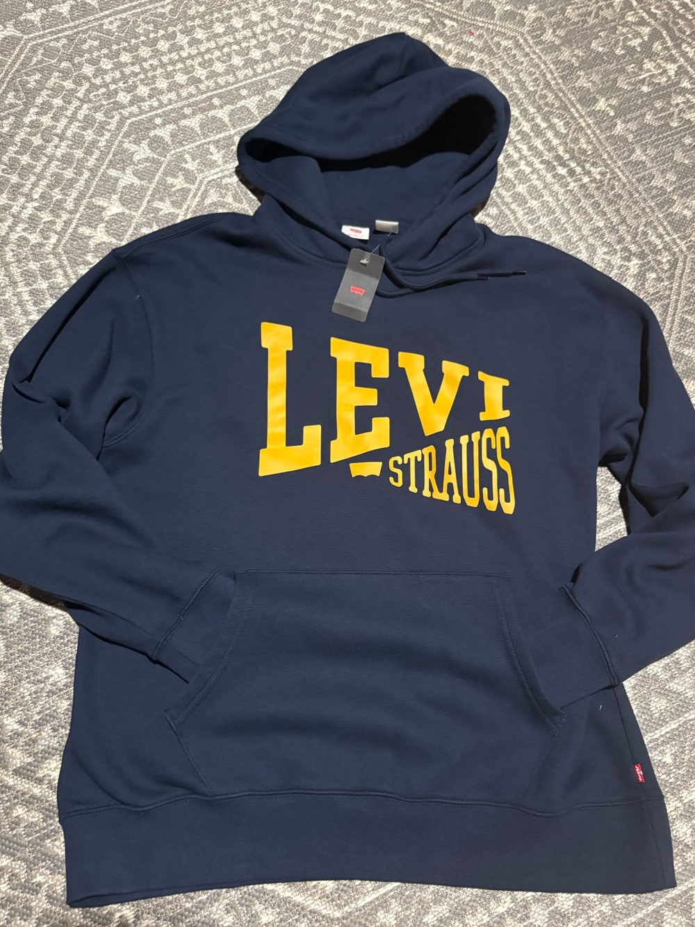 Levi's Navy Hoodie with Yellow Levi Strauss Logo